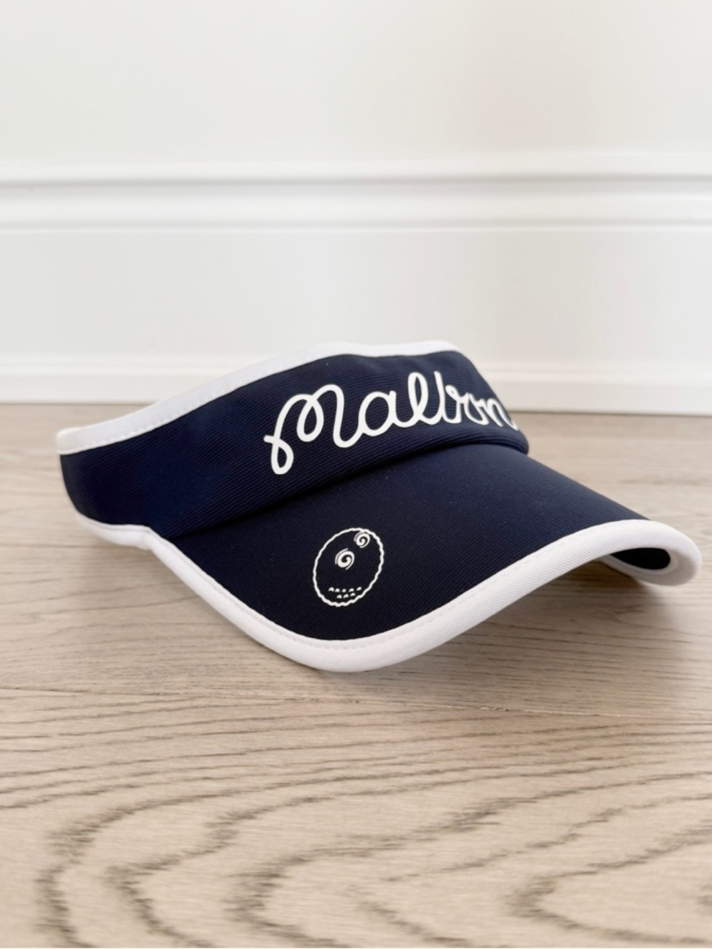 Navy Blue Visor with White Trim and Script Detail
